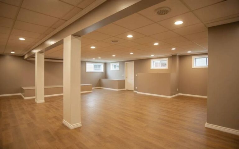 Finished basement renovation in New Jersey home